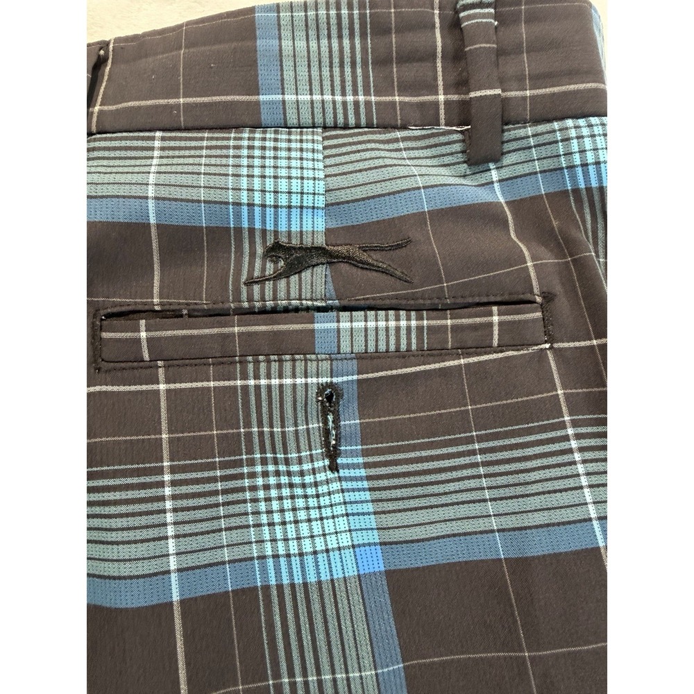 Slazenger Black/Blue Plaid Golf Bermuda Shorts 36 Performance Preppy 10" Inseam - Picture 6 of 9